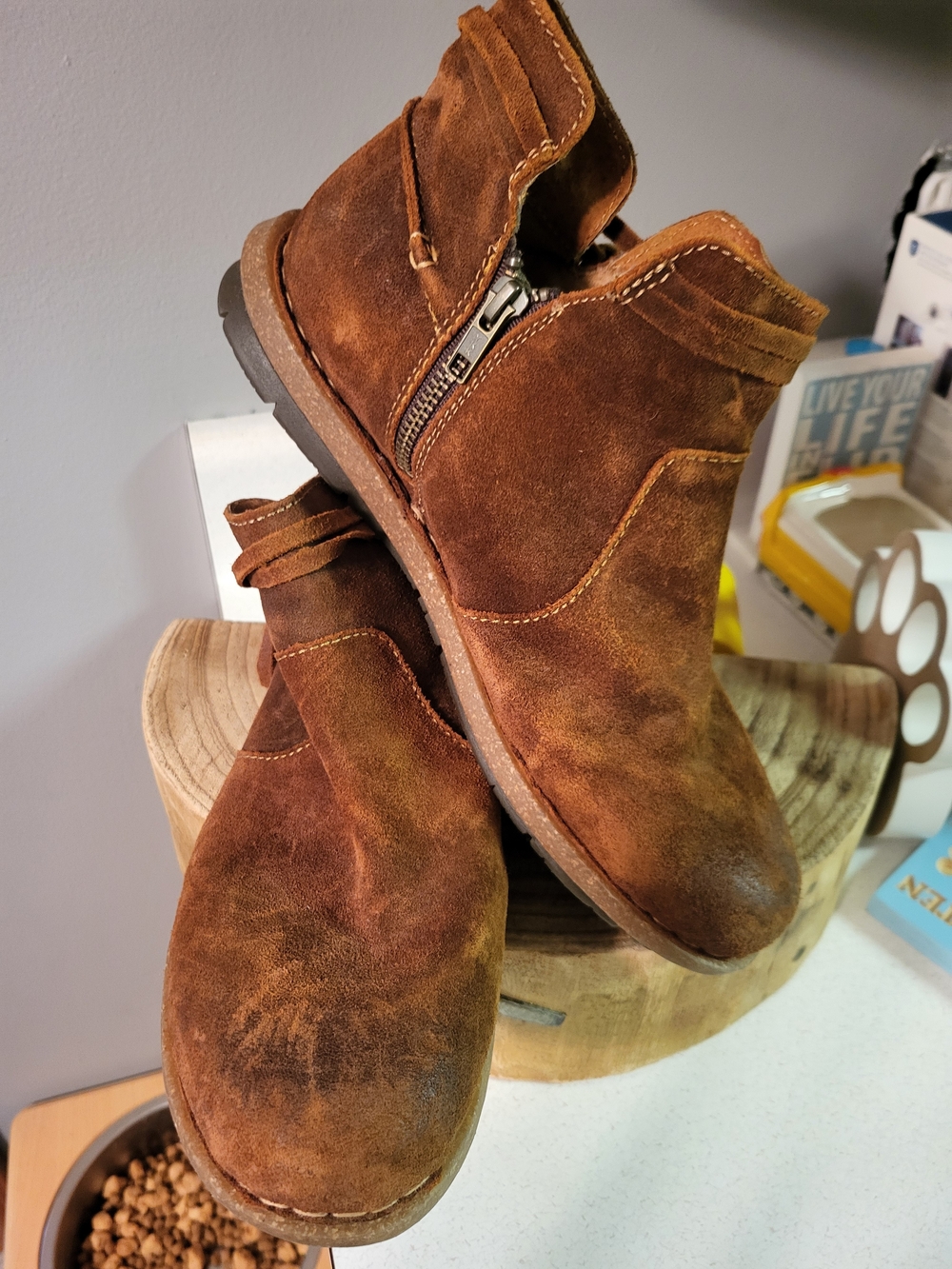 Born Tarkiln Ankle Boots Brown Leather BOHO Round Toe Zip Women’s 11